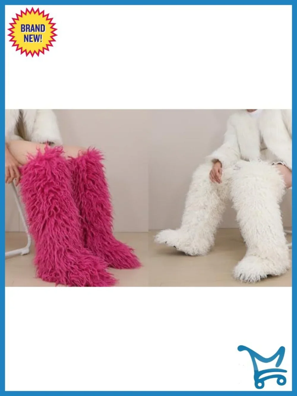 Over the Knee Faux Fur Boots, Tall Fluffy Thigh High Flat Winter Boots